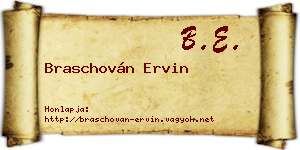 Braschován Ervin névjegykártya